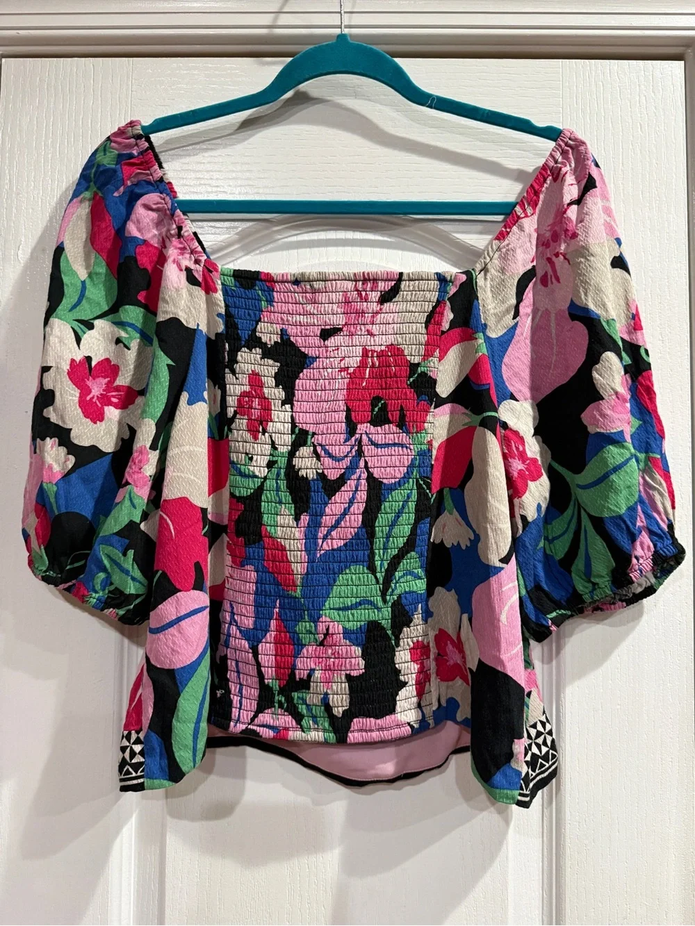 Nine West Multicolor Floral Off-Shoulder Top (Pink, Blue, Green, Black, White)